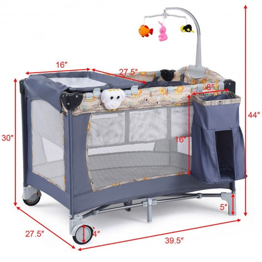 Foldable 2 Color Baby Crib Playpen Playard