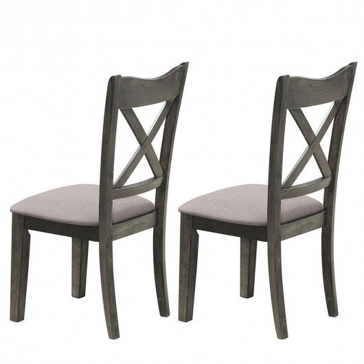 Set of 2 Dining Chair Rubber Wooden Cushioned Seat