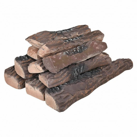 10 pcs Ceramic Propane Fireplace Imitation Wood