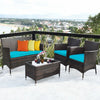 4PCS Rattan Patio Cushioned Furniture Set