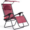 Folding Recliner Lounge Chair with Shade Canopy Cup Holder