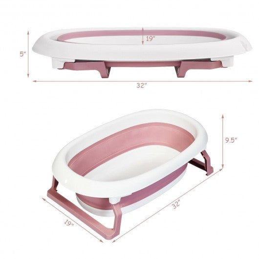 Folding Portable Baby Bathtub w/ Cushion Blue