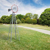 8Ft Tall Windmill Ornamental Wind Wheel-Silver