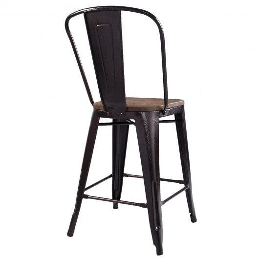 Copper 2-Set Metal Wood Counter Stool Rustic Dining Chairs