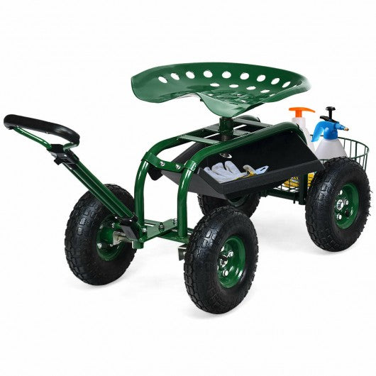 Heavy Duty Garden Cart Work Seat w/360 Swivel Seat