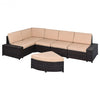 6 Pcs Patio Furniture Set Rattan Wicker Table Shelf