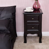 Wood Accent End Nightstand w/ 2 Storage Drawers