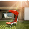 Patio Hanging Swing Hammock Chaise Lounger Chair with Canopy-Orange