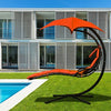 Hanging Stand Chaise Lounger Swing Chair w/ Pillow-Orange