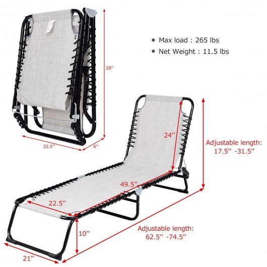 Foldable Camping Patio Chaise Lounge Chair