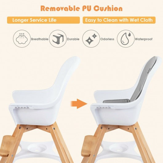3-in-1 Convertible Wooden Baby High Chair