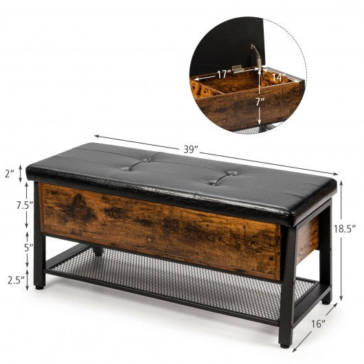 Industrial Storage Shoe Bench with Two Divided Space