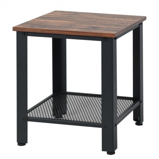 Industrial End Table 2-Tier Side Table