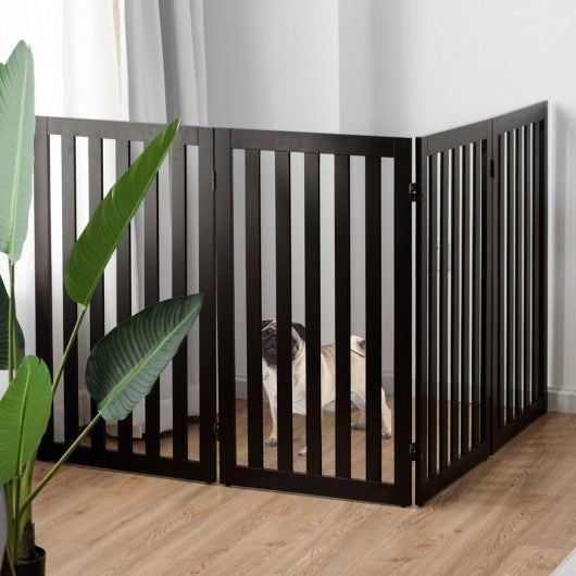 35'' Folding Standing 4 Panel Wood Pet Fence