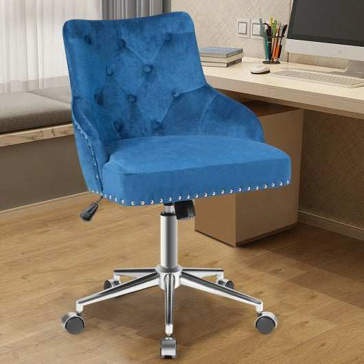Tufted Upholstered Swivel Computer Desk Chair with Nailed Tri