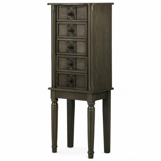 Standing Jewelry Cabinet Armoire with Makeup Mirror