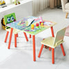 Kids Table and 2 Chairs Set with Cartoon Pattern