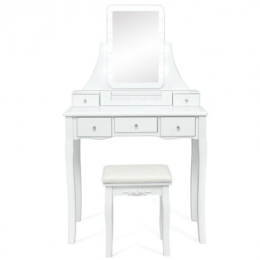 Dimmable Bulbs Touch Switch Vanity Dressing Table Set with Removable Box