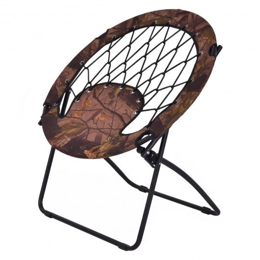 Outdoor Camping Folding Round Bungee Chair-Brown