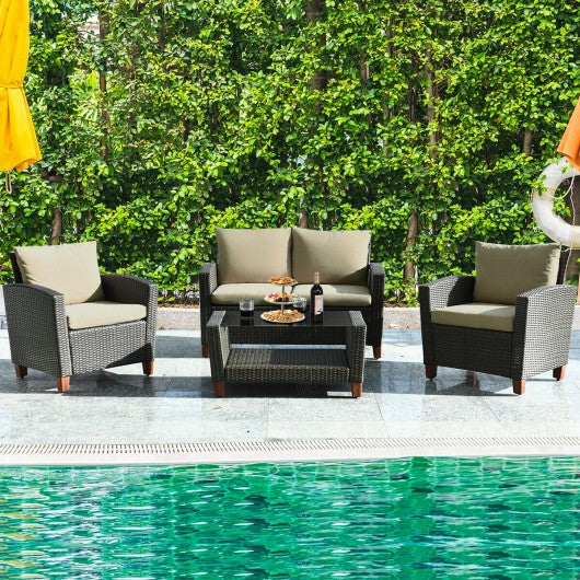 Outdoor 4-PCS Patio Rattan Furniture Set