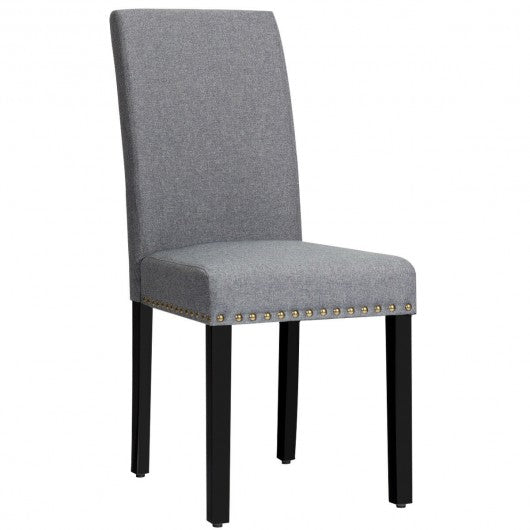 Set of 2 Fabric Upholstered Dining Chairs with Nailhead