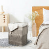 Removable Liner Bag Synthetic Rattan Basket Handwoven Laundry Hamper-Gray