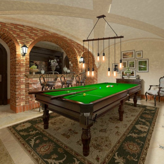 8-light Industrial Pendant Light Wood Hanging Chandelier Fixture