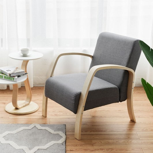 Mid Century Fabric Upholstered Wood Lounge Arm chair