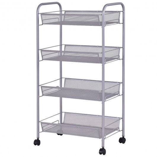 Black/Gray 4 Tier Storage Rack Trolley Cart