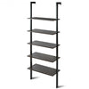 5-Tier Wood Wall Mounted Bookshelf with Metal Frame