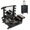 Studio Artist Train Rolling Makeup Case Light Wheeled Organizer-Black