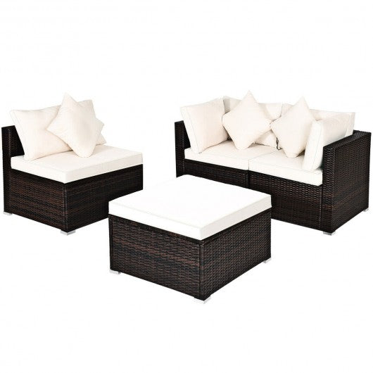 4 Pcs Patio Rattan Wicker Sofa Furniture Set
