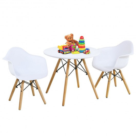 3 Piece Kids Modern Round Table Chair Set