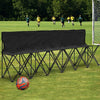 Portable Folding 6 Seats Chair Sideline Sports Bench-Black