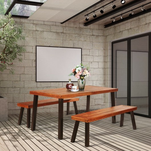 Rectangular Acacia Wood Rustic Dining Furniture Table 