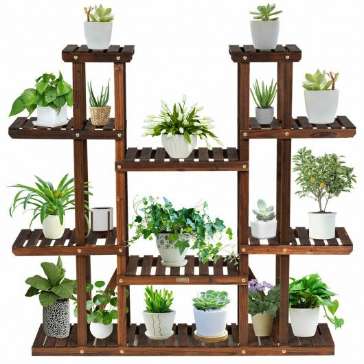 6 Tier Wood Plant Stand Flower Shelf Rack Holder