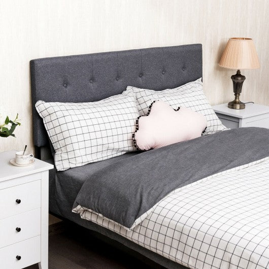 Height Adjustable Tufted Linen Fabric Upholstered Queen & Full Size Headboard-Gray
