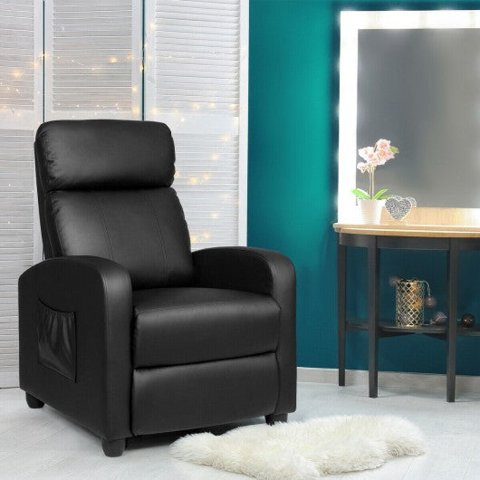 Recliner Sofa Wingback Chair with Massage Function-Black