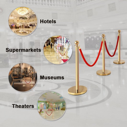 6 Pcs Stanchion Posts Queue Pole Crowd Control Barrier