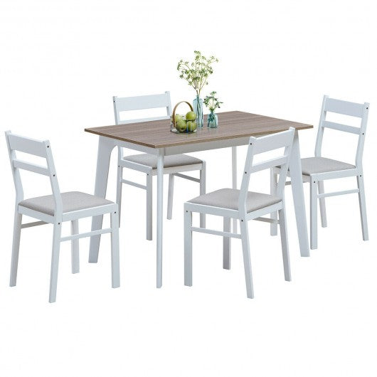 5 Piece Dining Set Table & 4 Chairs Wood Furniture Set