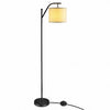 Standing Arc Modern Floor Lamp W/ Fabric Hanging Lamp