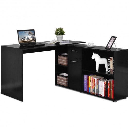 Rotating L-Shape Corner Writing Study Computer Desk