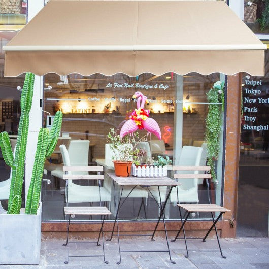 8FT × 6.5FT Retractable Aluminum Patio Sun Awning-Beige