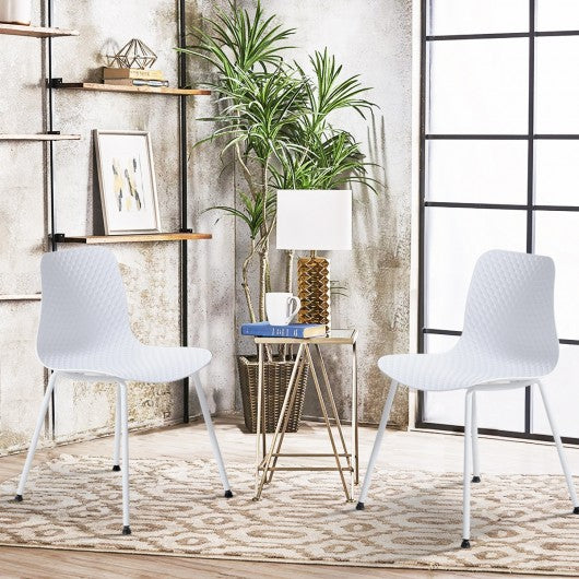 Set of 4 Dining Plastic Chair with Metal Legs Sage