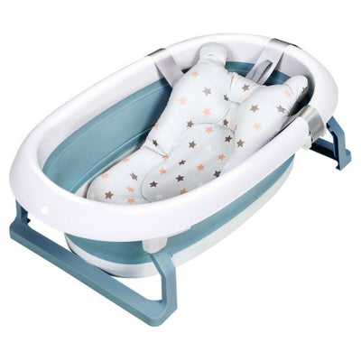 Folding Portable Baby Bathtub w/ Cushion Blue