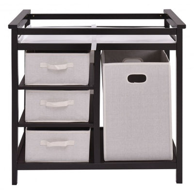 Infant Baby Changing Table w/3 Basket Hamper Diaper Storage Nursery