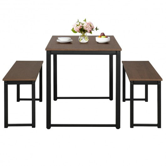 Modern 3 Piece Dining Table with 2 Benches