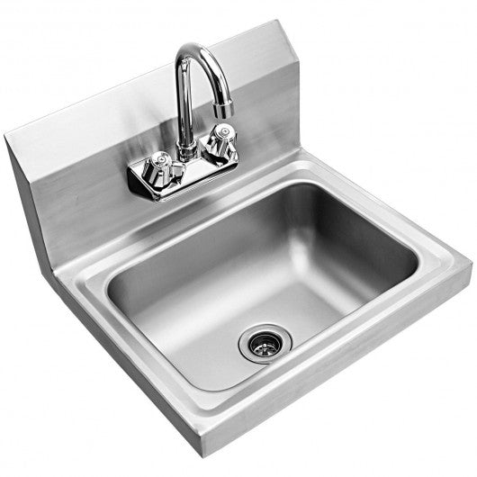 Stainless Steel Wall Mount Washing Sink Basin with Faucet