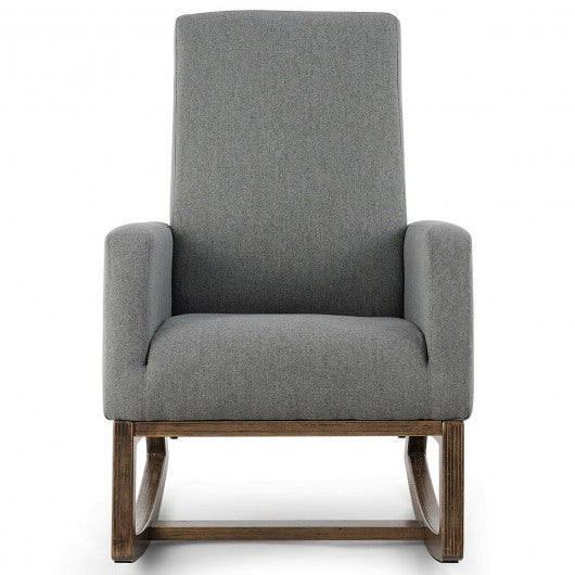 Mid Century Retro Fabric Upholstered Massage Rocking Chair