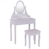 Bathroom Vanity Wooden Makeup Dressing Table Stool Set